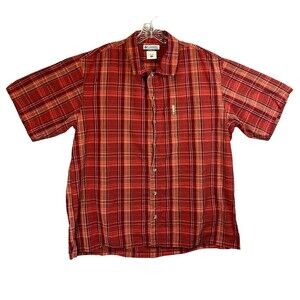 Columbia Sportswear Mens Shirt XL Button Up Red‎ Plaid Short Sleeve